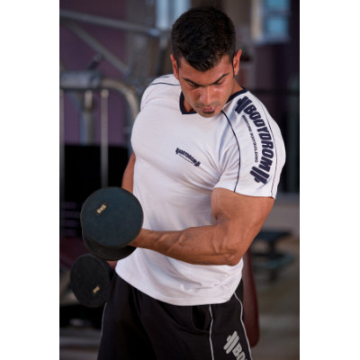 Bodydrom Fitness & Bodybuilding Sporcu T-Shirt Omuz Baskılı Kısa Kollu Beyaz 005-02-BDT