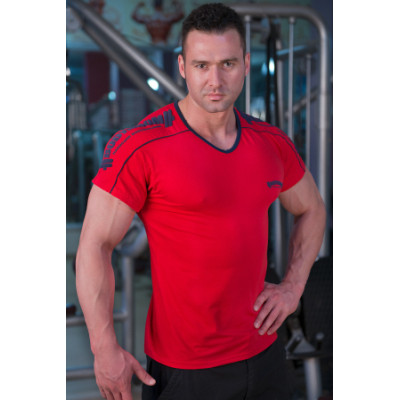 Bodydrom Fitness & Bodybuilding Sporcu T-Shirt Omuz Baskılı Kısa Kollu Kırmızı 005-05-BDT
